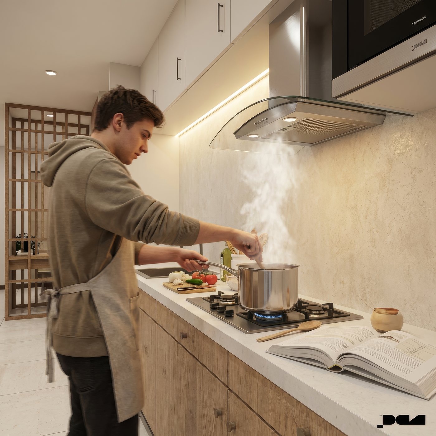 Cocina equipada de una unidad Suites Spot lista para habitar